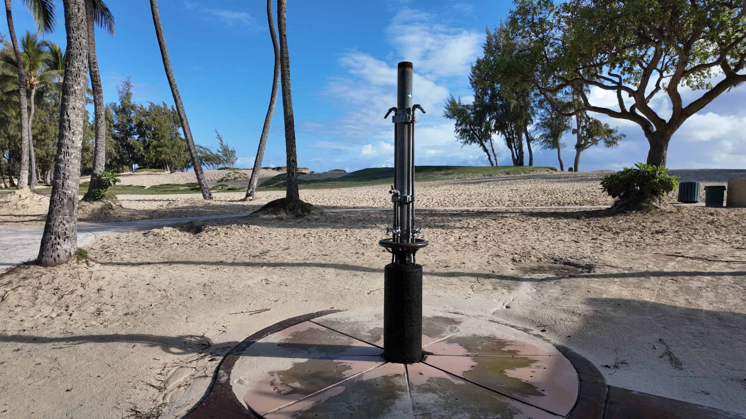 A beach shower station